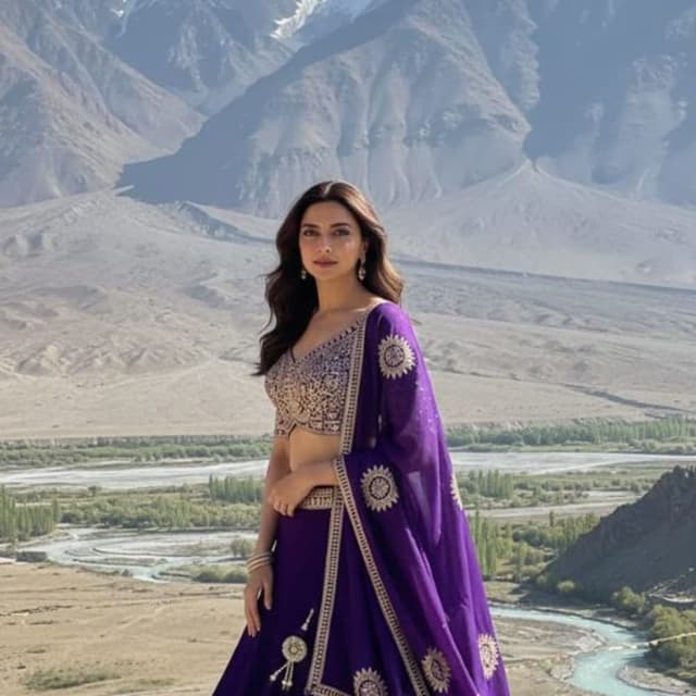 Deep purple and gold Lehenga Choli