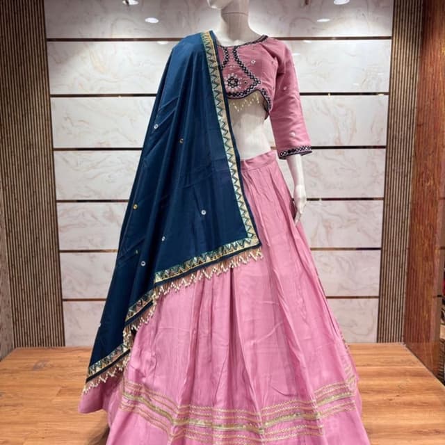 Dusty pink and deep navy blue Lehenga Choli