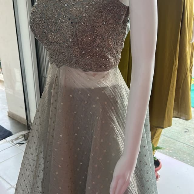 Sage Green and Metallic Gold Lehenga Choli