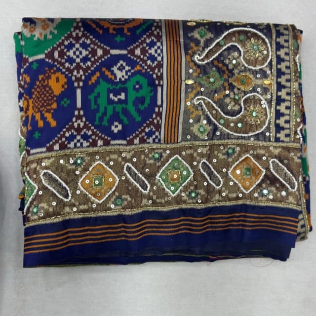 Royal Blue, Emerald Green, Mustard Yellow, Bronze, and Gold Saree