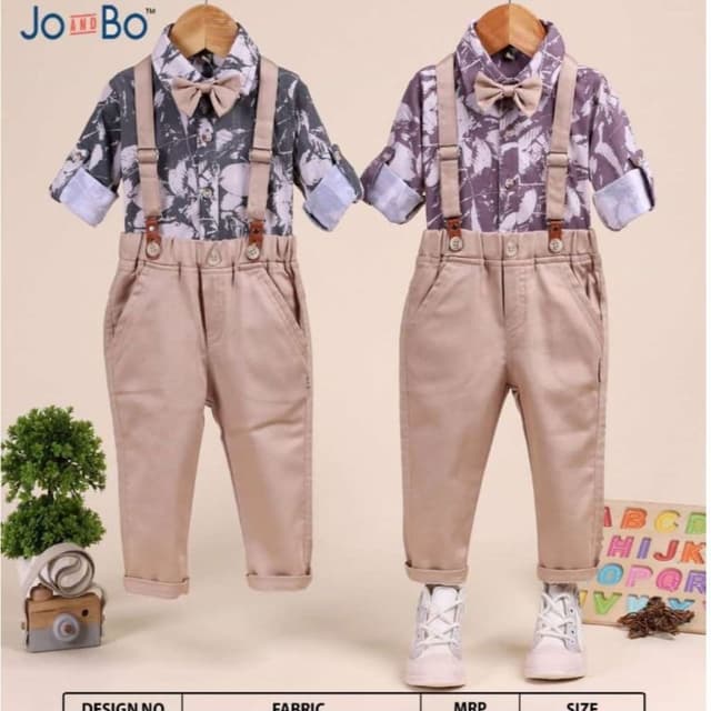 Beige, Grey, White Shirt and Pant Set