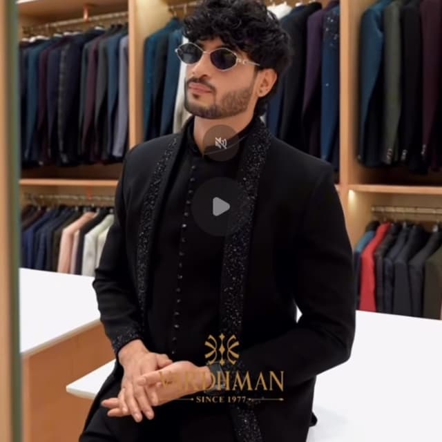 Solid Black Indo-Western Suit