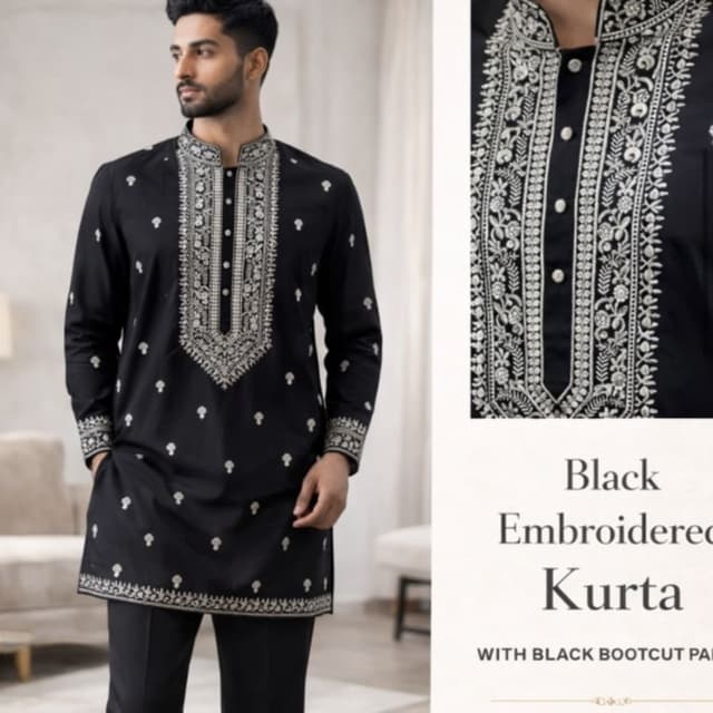 Black and white Kurta with pants