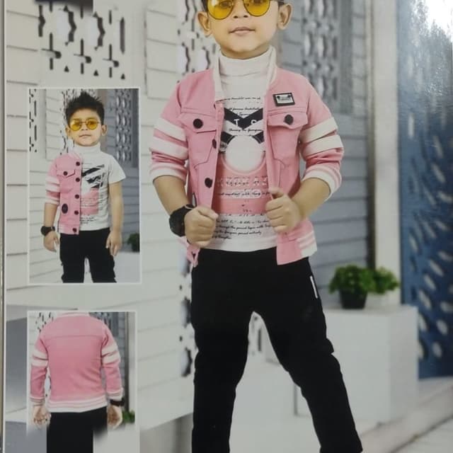 Pink, White, Black Jacket and T-shirt set