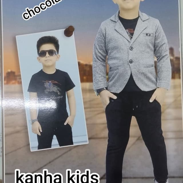 Grey, Black, White Blazer and T-shirt Set