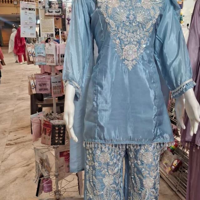 Dusty Blue Salwar Kameez Set