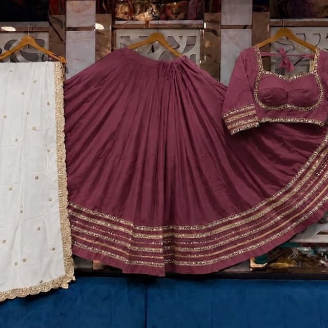 Deep Plum/Burgundy with Gold accents Lehenga Choli