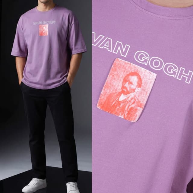 Lavender or light purple base with white text and orange graphic T-Shirt