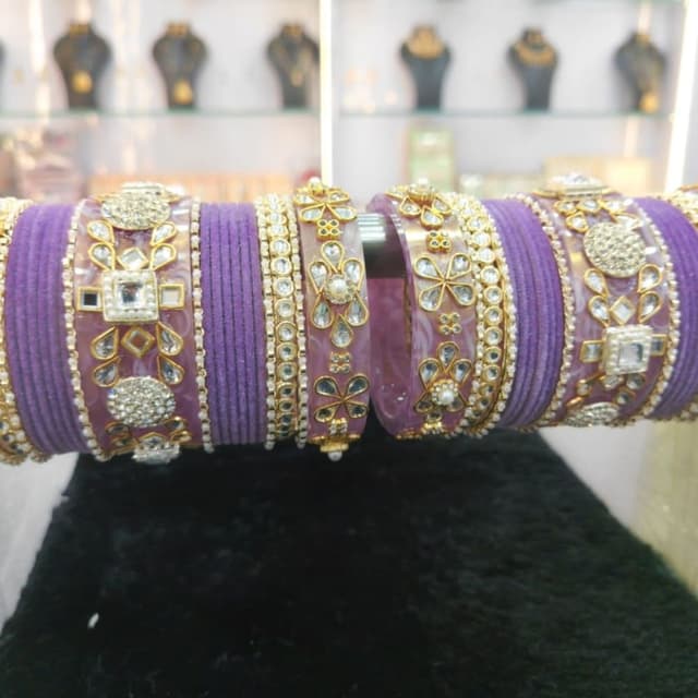 Purple, Gold, White Bangles