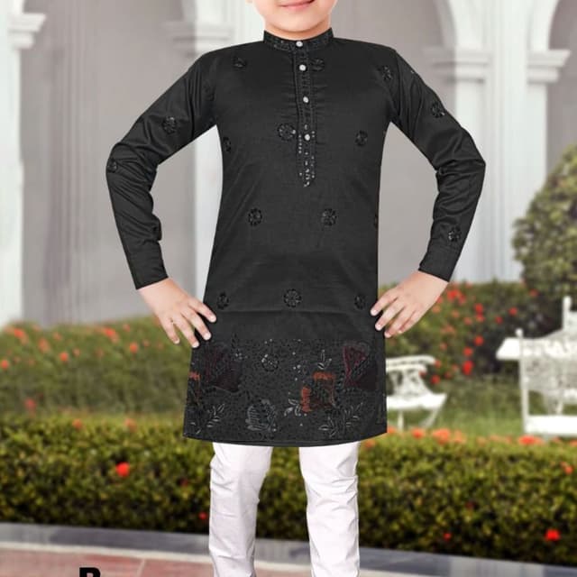 Black kurta with white pyjama Kurta Pyjama Set