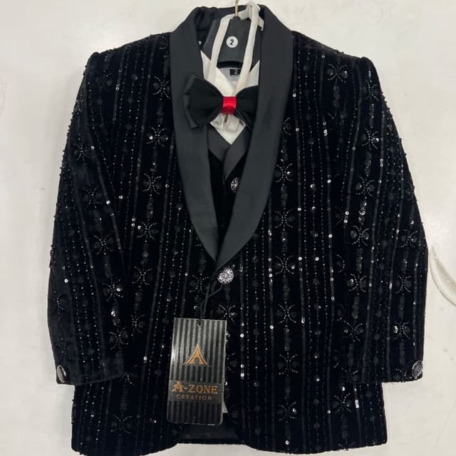 Black with small red accent in bow tie Boys' Suit Set