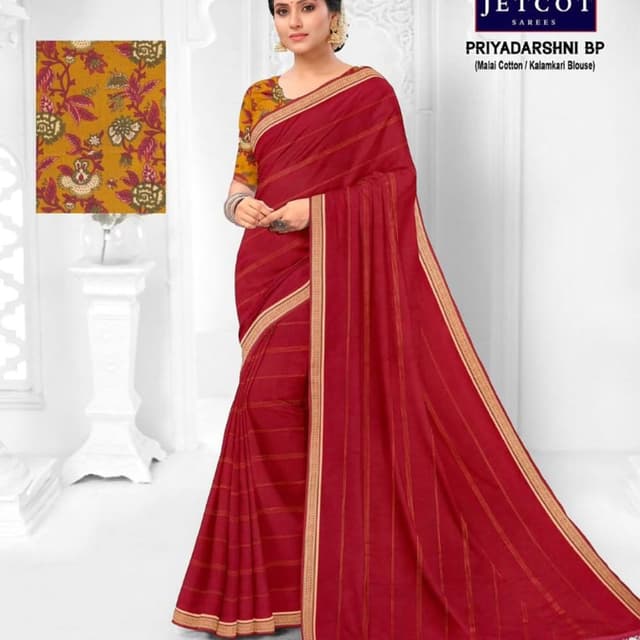Maroon, Mustard Yellow, Gold Saree