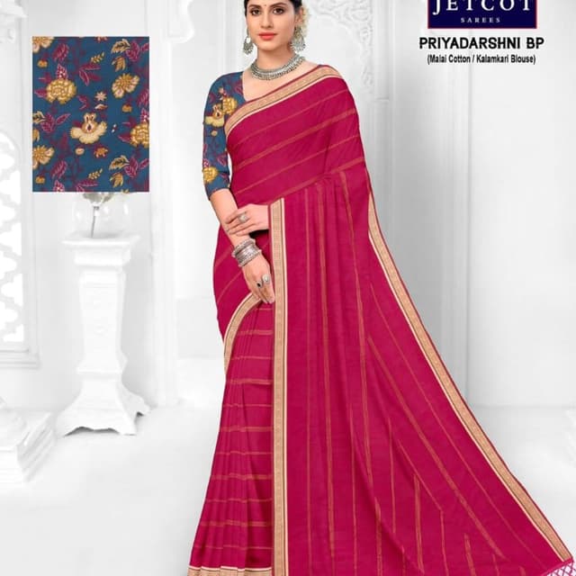 Magenta, Golden, Blue Saree