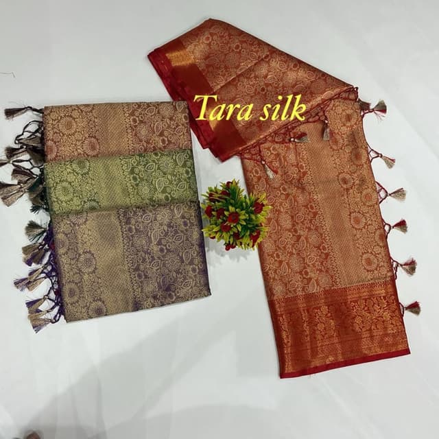 Red, Gold, Green, Purple, Rust Saree
