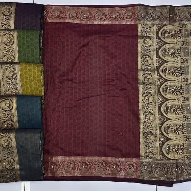 Maroon and Gold Saree