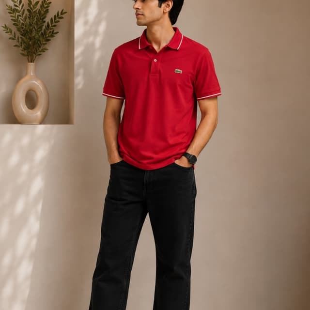Red, White, and Green logo Polo Shirt