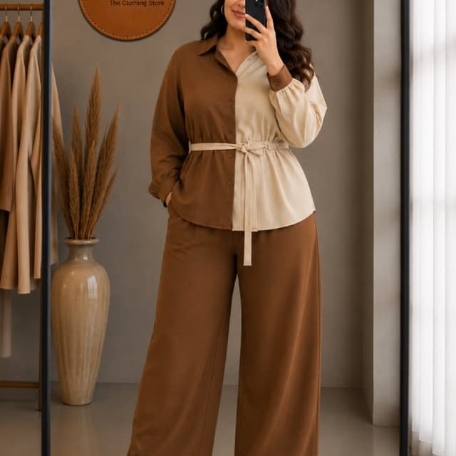 Brown and Beige Co-ord Set