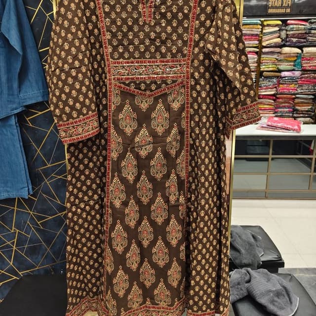 Brown, Gold, Red Kurti