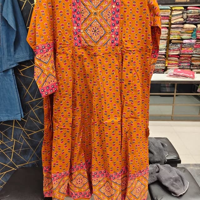 Mustard Yellow, Hot Pink, Navy Blue, White Kurti/A-line Dress