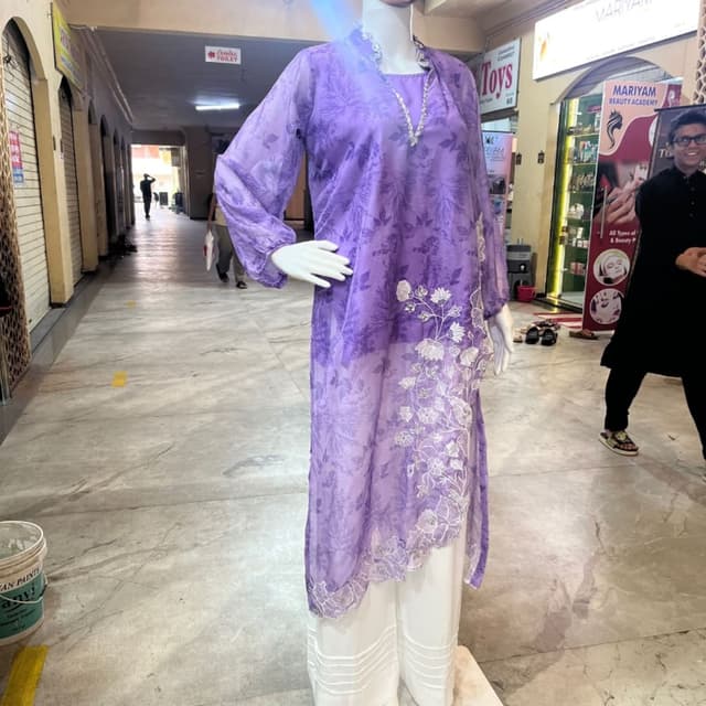 Lavender and Purple with White Kurti with Palazzo set