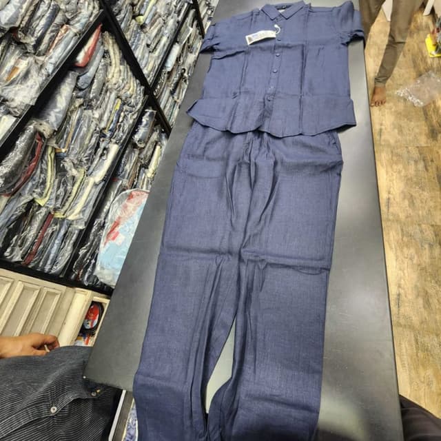Navy Blue Co-ord Set (Shirt and Trousers)