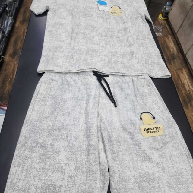White and Grey speckled Co-ord Set (T-shirt and Shorts)