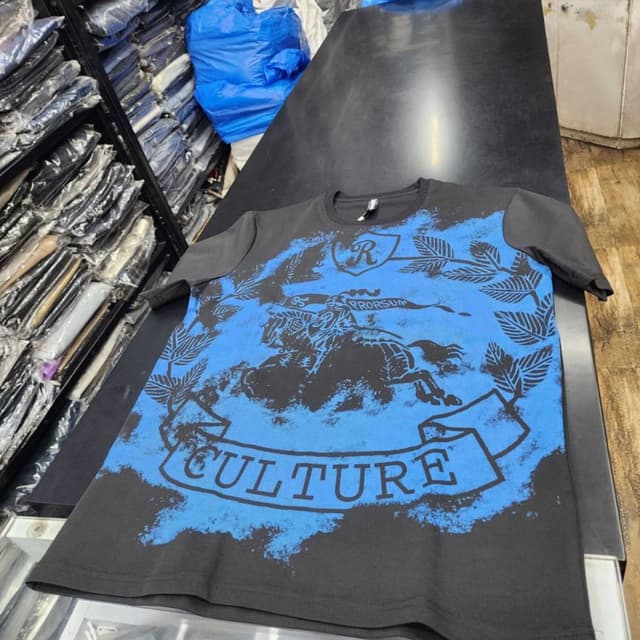Black and vibrant Blue T-shirt