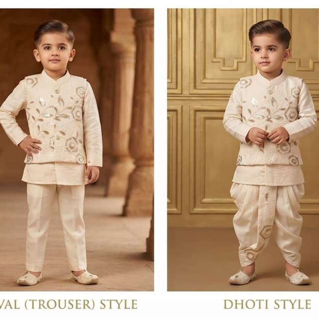 Off-white or cream monochrome Indo-Western Set