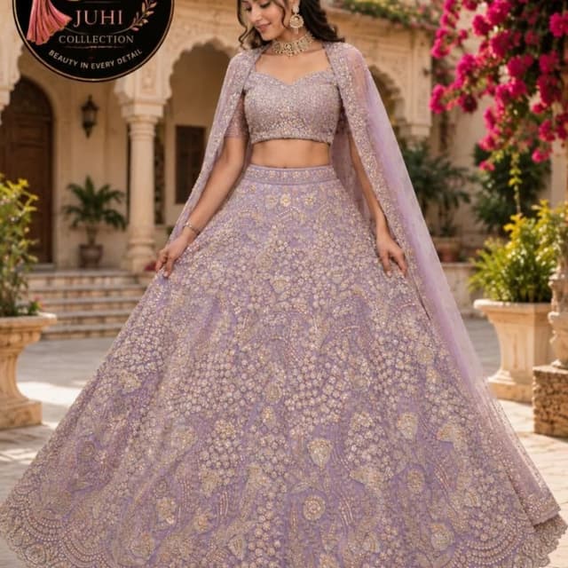 Lavender, Light Purple, Gold Lehenga Choli