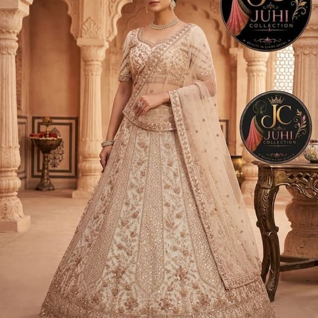 Beige and Gold Lehenga Choli