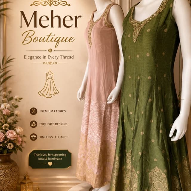 Dusty pink and Olive green with Gold accents Anarkali Suit/Kurta