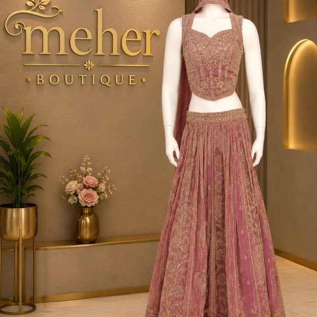 Dusty Rose and Gold Lehenga Choli