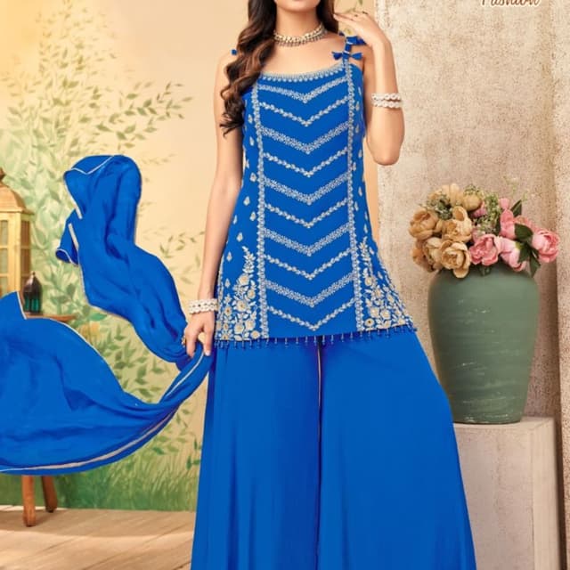 Royal Blue, Silver Sharara Set