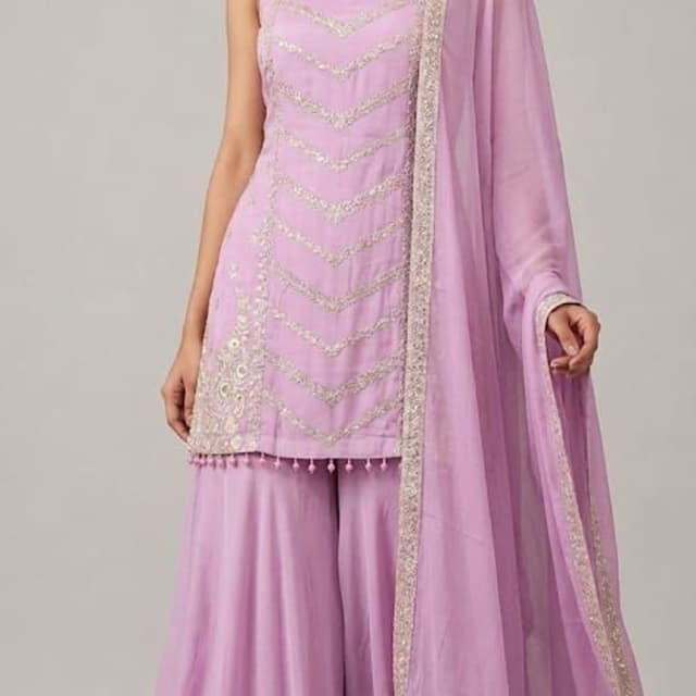 Lavender, Silver Sharara Set