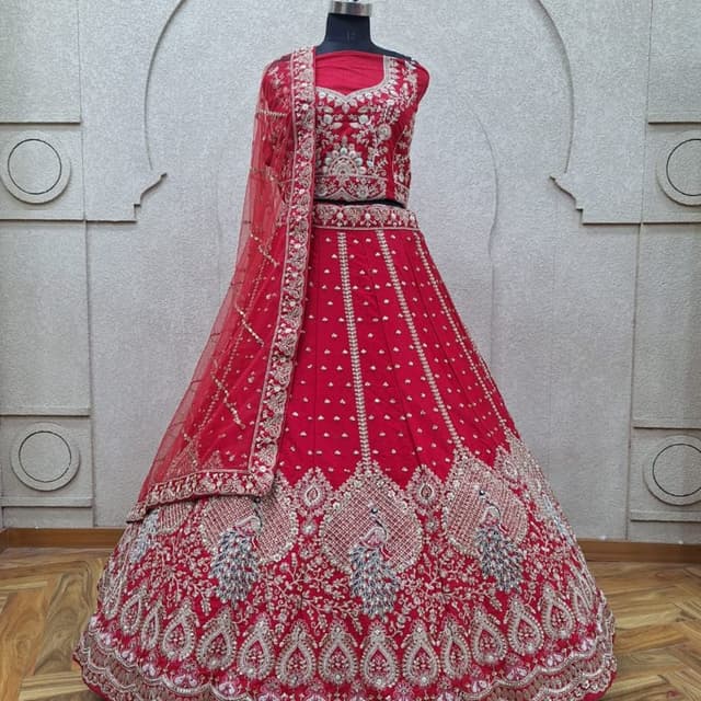 Deep Red and Gold Lehenga Choli