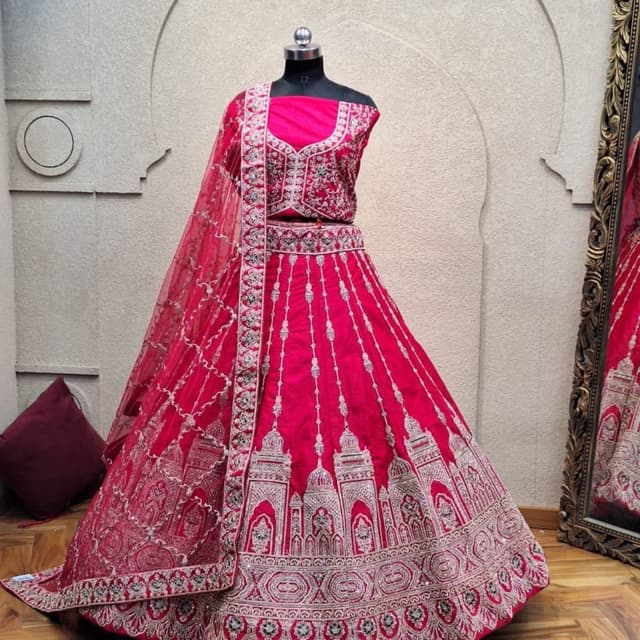 Hot Pink with Silver embellishments Lehenga Choli