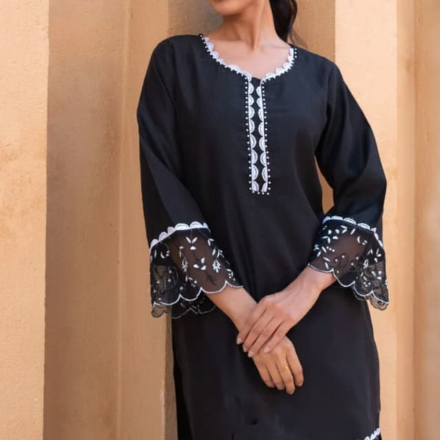 Black and White Kurta