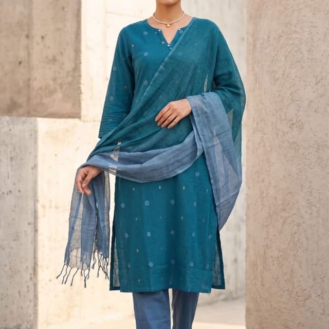 Teal, dusty blue Salwar Kameez Set