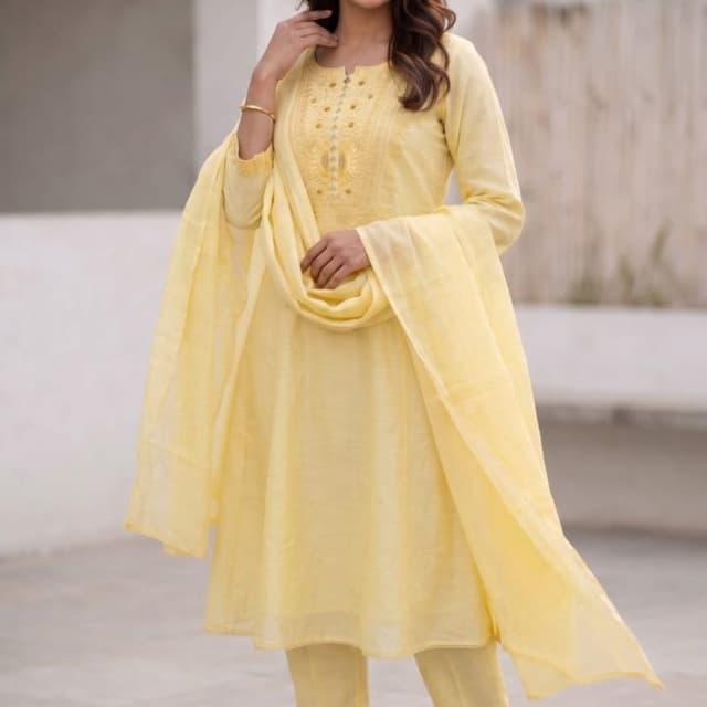 Pastel Yellow Salwar Kameez Set