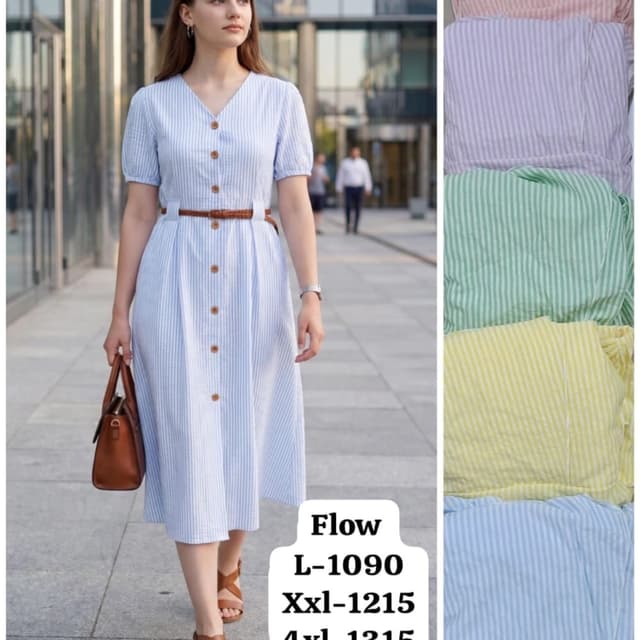 Pastel stripes including light blue, pink, lavender, mint green, and yellow Dress