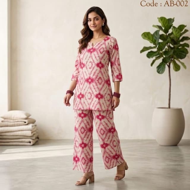 Off-white and Fuchsia Pink Co-ord Set