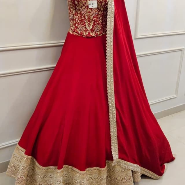 Deep Red and Gold Lehenga Choli