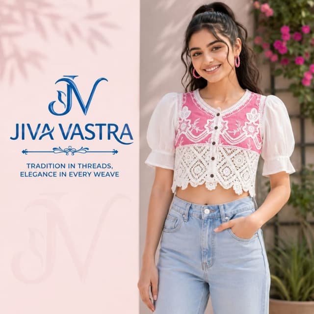 Pink, White, Brown Crop Top
