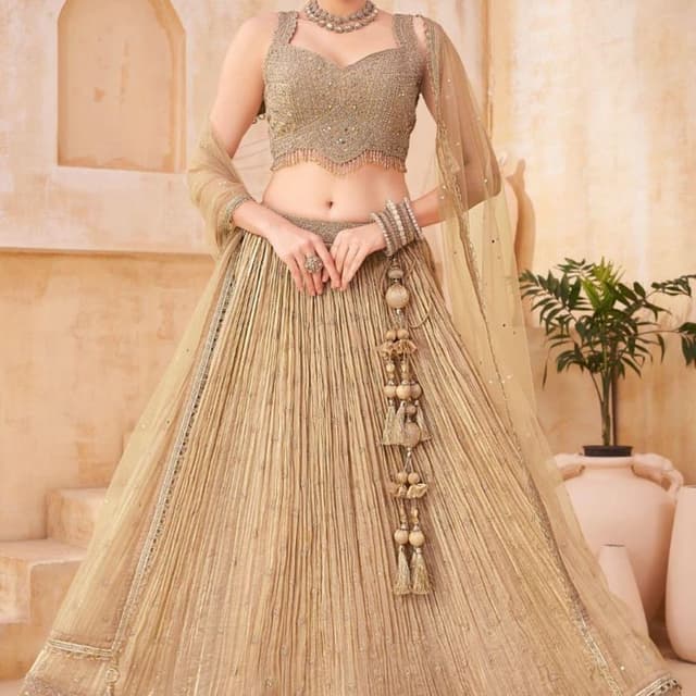 Monochromatic gold and beige tones Lehenga Choli