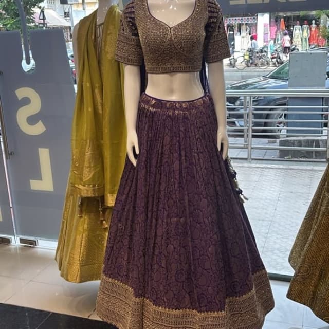 Deep purple with metallic gold accents Lehenga Choli