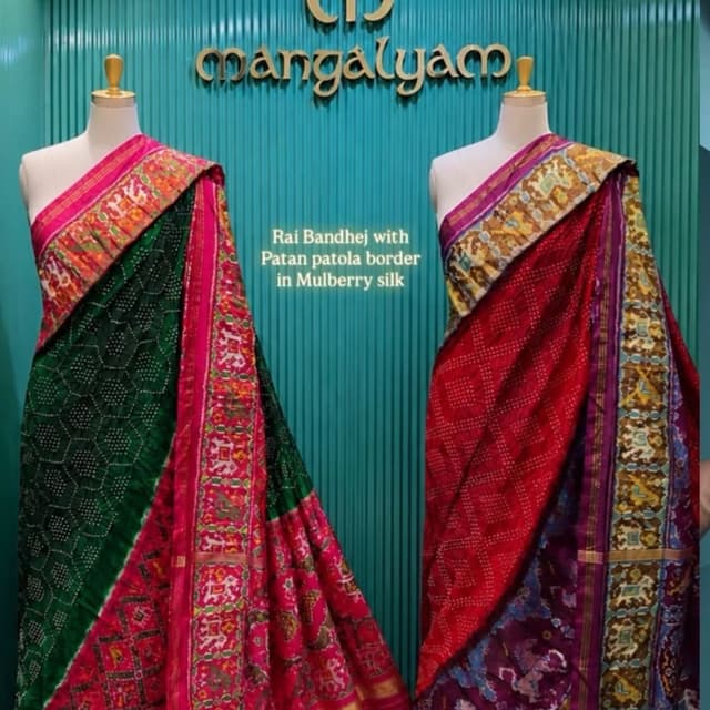 Emerald Green, Deep Red, Fuchsia Pink, Mustard Yellow, Purple Saree