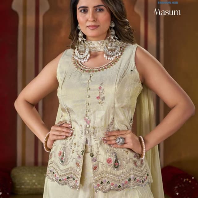 Champagne, Gold, multi-color embroidery Lehenga Choli