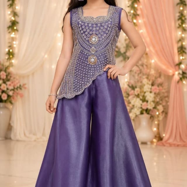 Deep purple or plum Peplum top and palazzo set