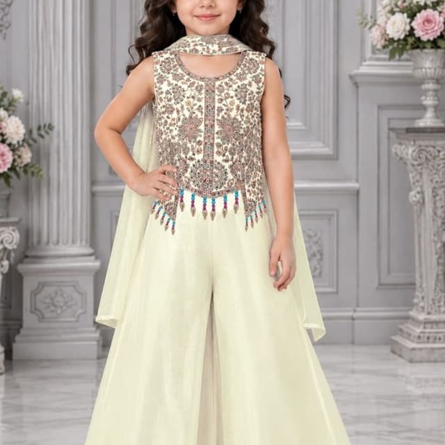 Off-white base with multicolored floral embroidery and blue/maroon accents Salwar Kameez/Co-ord Set