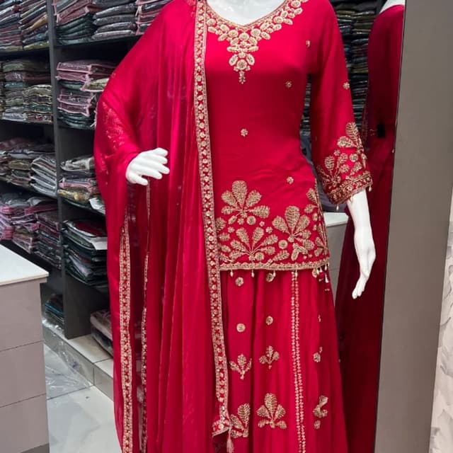 Bright Red and Gold Lehenga Choli